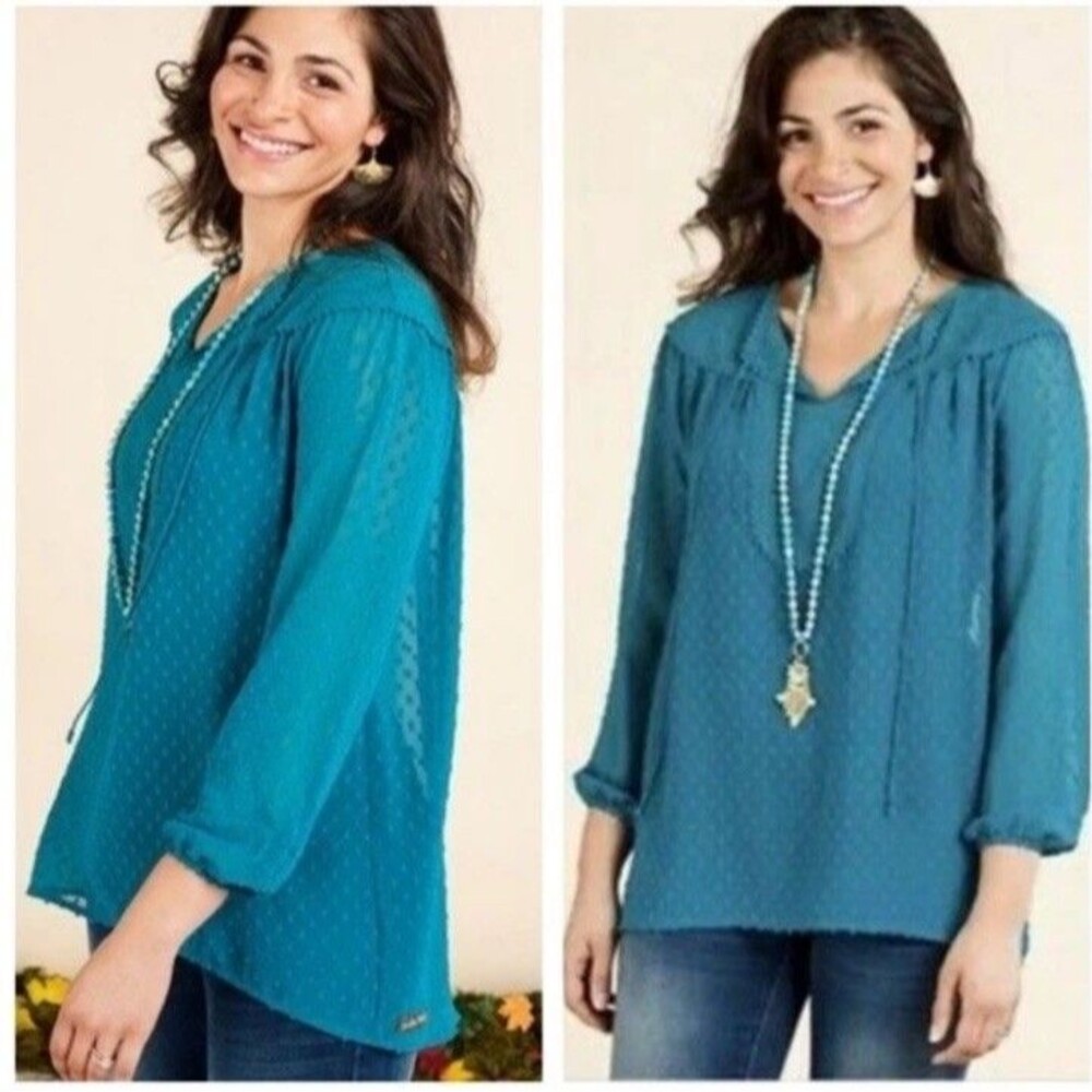 Matilda Jane Womens Small Once Upon A Time Charisma Blouse Teal